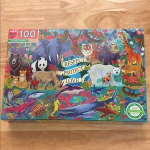 NIB Wildlife Conservation Puzzle by eeBoo - Multicolor, Earth Day, 100 pcs, Kids